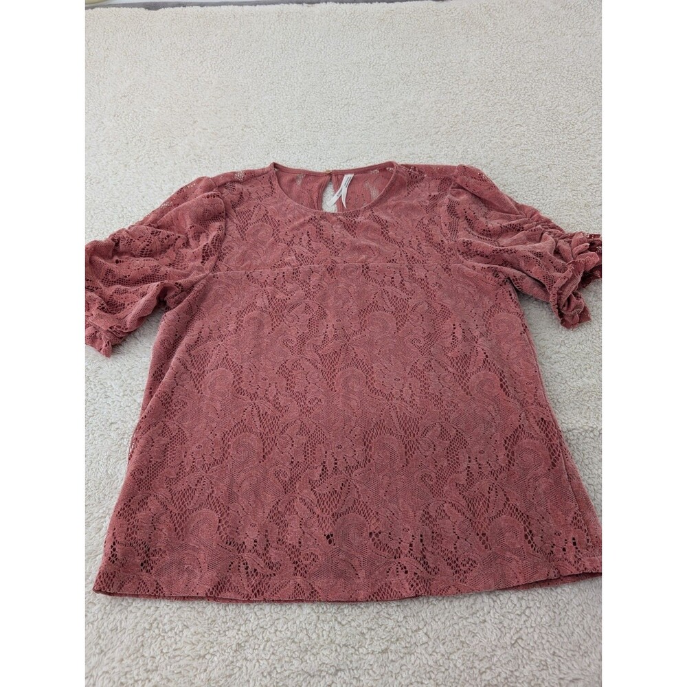 Anthropologie Small Lace Lined Melon Pop over Keyhole Neck Transitional Weather